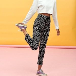 Lucy and Yak Designer Abstract Denim Trousers Pants NWOT